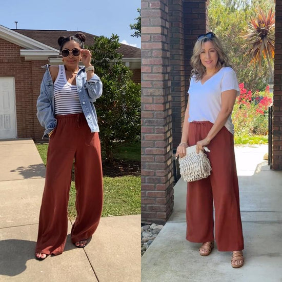 Flowy Drawstring Wide-Leg Pants