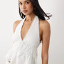 Lace & Eyelet Halter Crop Top