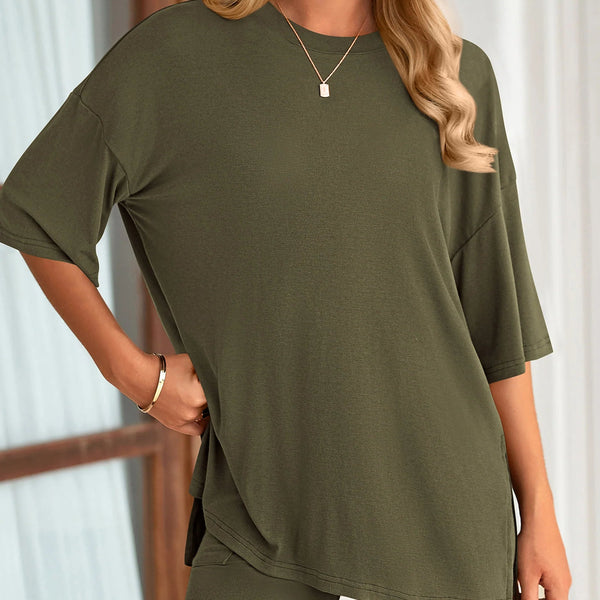 Women's Two Piece Lounge Set Summer Casual Oversized Shirts