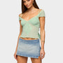 Mesh Lace Trim Crop Top