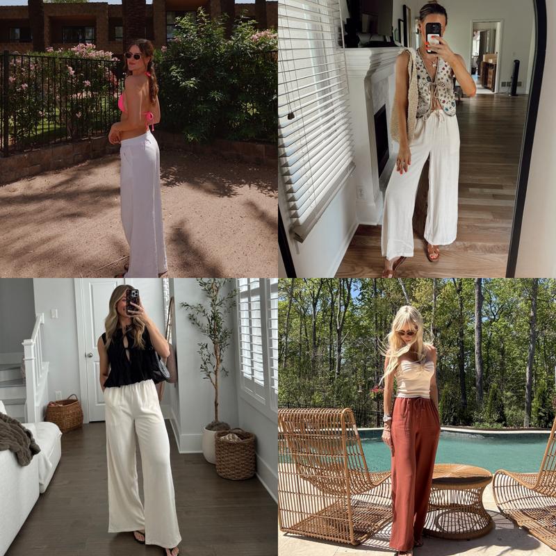 Flowy Drawstring Wide-Leg Pants
