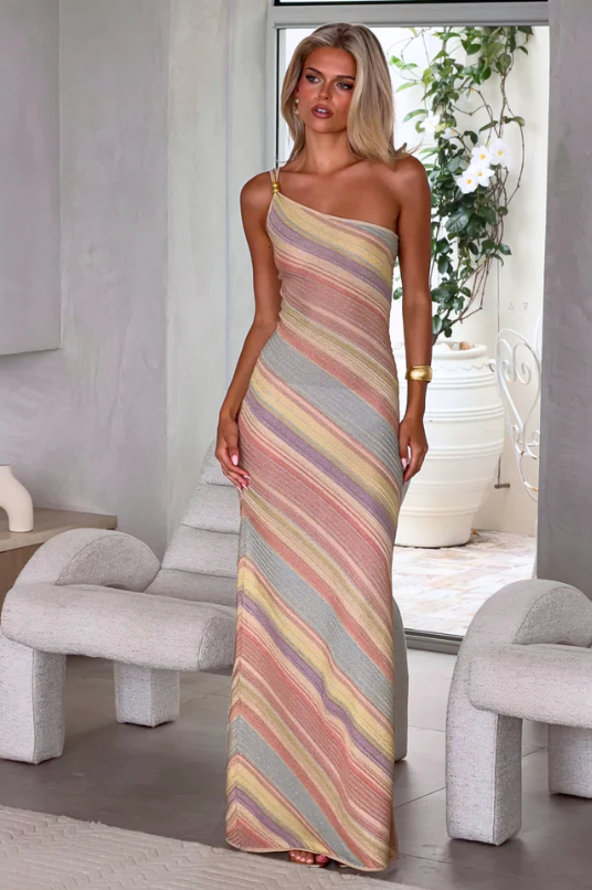 One‑Shoulder Aura Dress