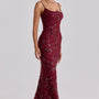 Floral Sequin Corset Maxi Dress