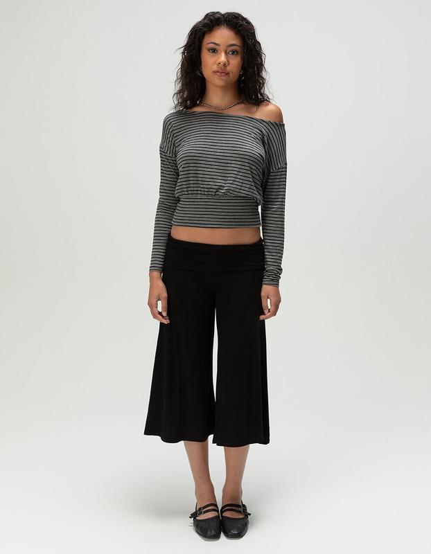 Wide-Leg Culotte Pants