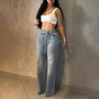 Rhinestone Wide-Leg Jeans